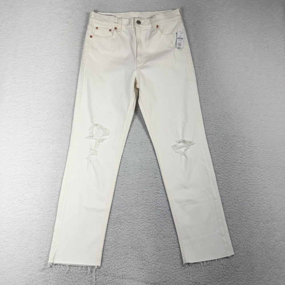 GAP Jeans Womens 27/4r 28.5x27 Egg Shell High Rise Cheeky Straight Stretch Denim
